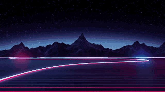 a computer generated image of a landscape with mountains and a river