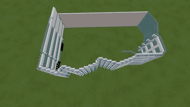 a computer generated image of a building with a staircase