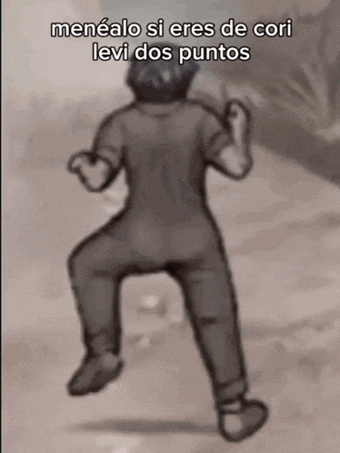 a cartoon of a man dancing with the words menealo si eres de cori levi dos puntos above him