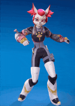 a cartoon character with red hair and a black jacket