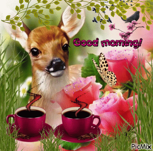Good Morning Deer GIF - Good Morning Deer Butterfly GIFs