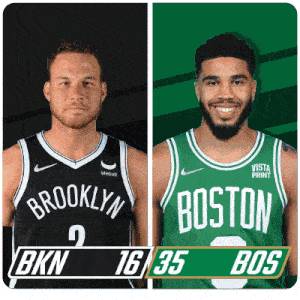 a brooklyn nets player and a boston celtics player are shown