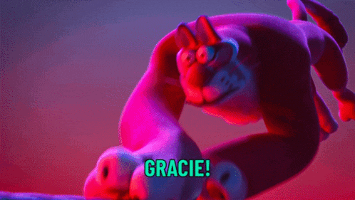 a cartoon character says gracie in green
