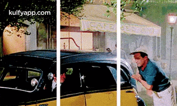a picture of a man getting out of a car with the words kulfyapp.com at the top