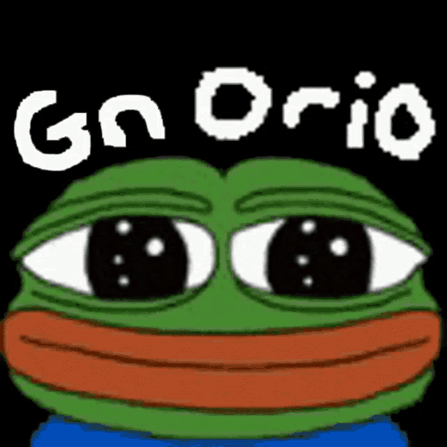 a cartoon frog with big eyes and the words gn orio written above it .