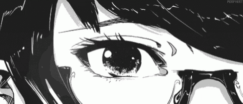 a black and white drawing of a girl 's eyes with the name perfiiert written below it