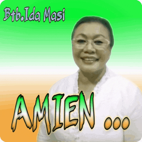 a picture of a smiling woman with the words amien on it