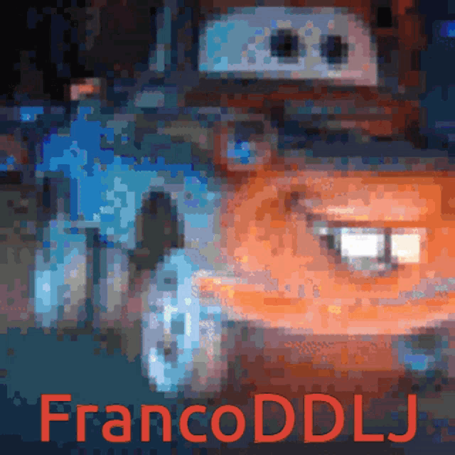a blurred image of a car with francoddllj in red