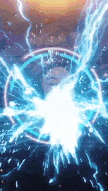 a lightning bolt is coming out of a circle in the middle of the screen .