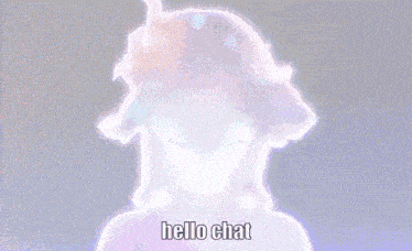 a picture of a girl with the words hello chat written on it