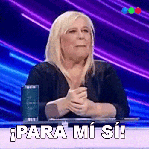 a woman sitting at a table with the words para mi si written on the bottom