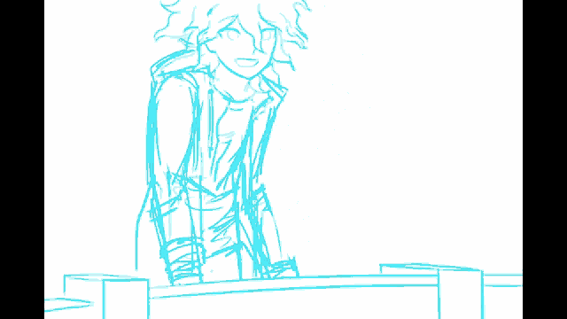 a drawing of a man holding a microphone and a woman looking at him