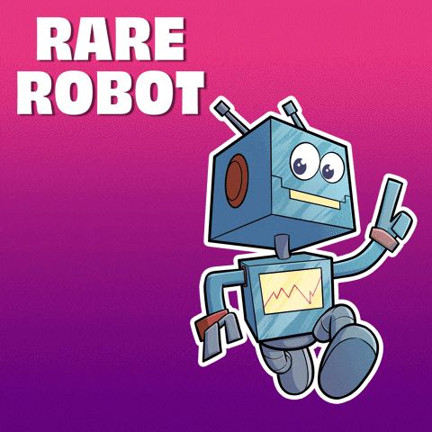 a cartoon of a robot with the words rare robot below it