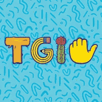 the word tgiv is written with a pencil and a hand on a blue background