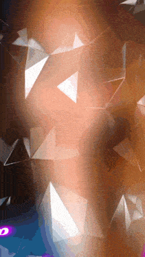 a computer generated image with triangles and a purple light in the corner