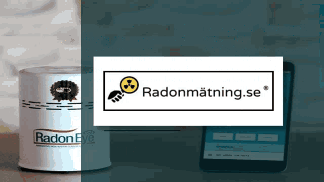 a radon eye can sits next to a phone