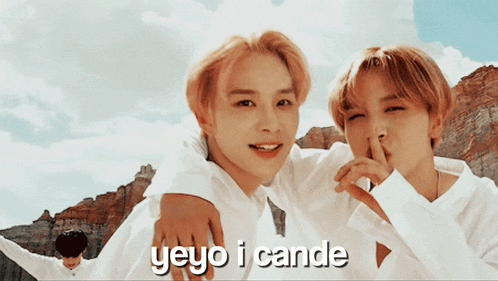 a picture of two young men with the words yeyo i cande on the bottom