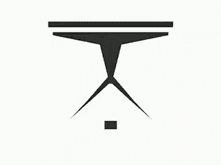 a black and white icon of a pair of sunglasses with a circle in the middle .