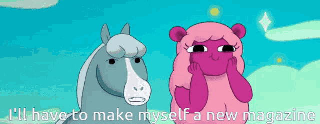a horse and a sheep are standing next to each other with the words i 'll have to make myself a new magazine