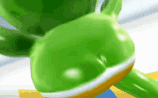 a close up of a green frog 's butt in a video game
