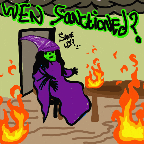 a cartoon of a witch sitting in front of a fire with the words save ux written above her