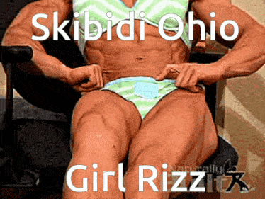 a picture of a woman in a bikini with the words skibidi ohio girl rizzitx