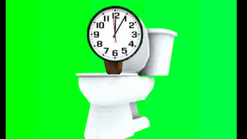 a toilet with a clock on top of it that shows the time as 4:20