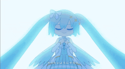 a drawing of a girl in a white dress with blue wings and a blue sky in the background