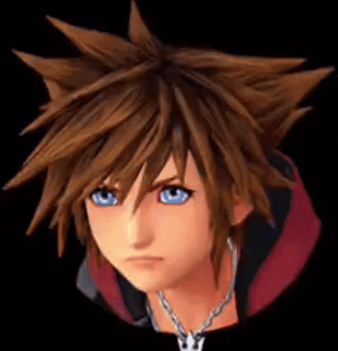 a close up of sora from kingdom hearts 3 wearing a necklace and a hoodie .