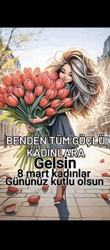a woman is holding a large bouquet of flowers in her hands .