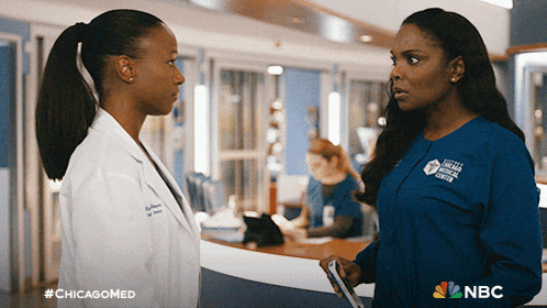 two female doctors standing next to each other with nbc written on the bottom right