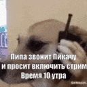 a dog is talking on a cell phone with russian writing on it .