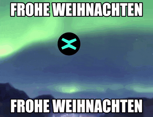 a picture of the aurora borealis with the words frohe weihnachten above it