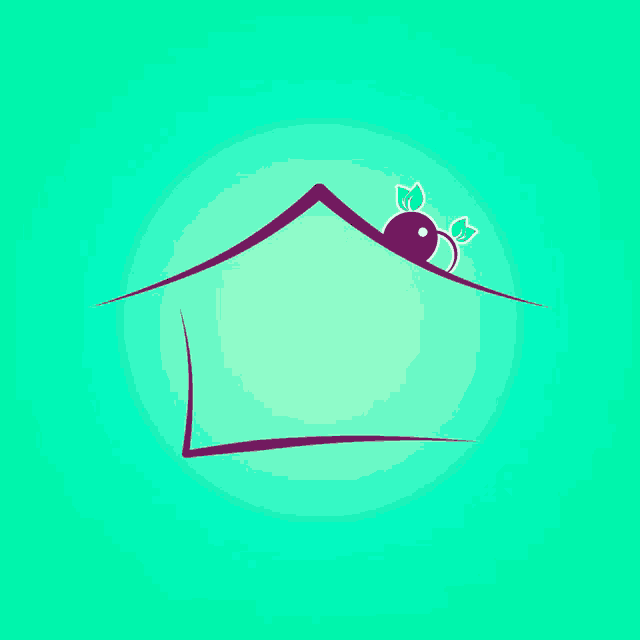 a logo for cantinho do acai with a house and a purple berry