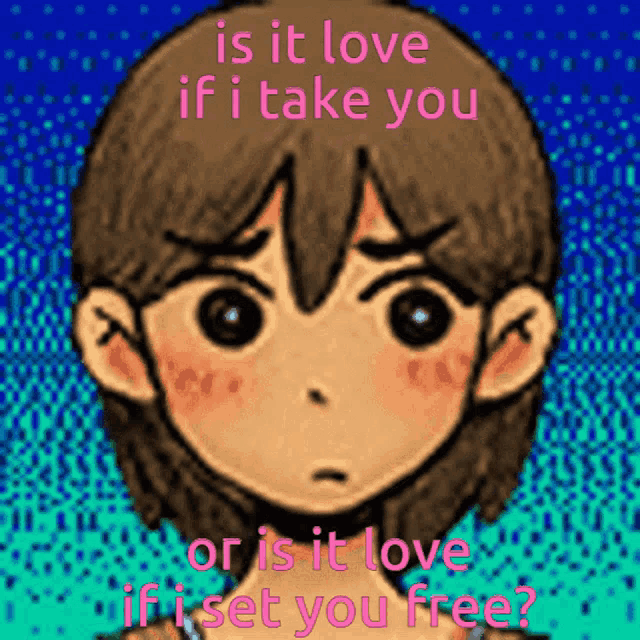 a picture of a girl with the words is it love if i take you or is it love if set you free