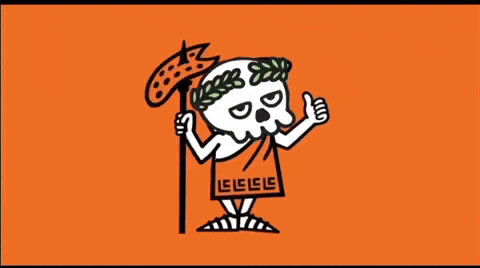 an advertisement for little morries pizza shows a cartoon character