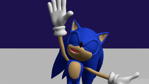 a cartoon sonic the hedgehog with his eyes closed and his arms outstretched