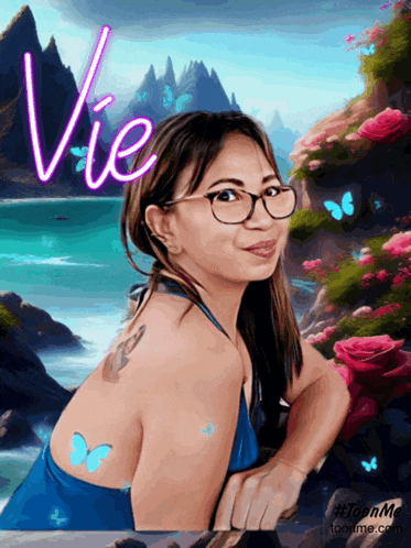 a painting of a woman with the name vie on the bottom