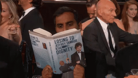 Losing With Dignity GIF - Golden Globes Aziz Ansari Losing To Jeffrey Tambor GIFs