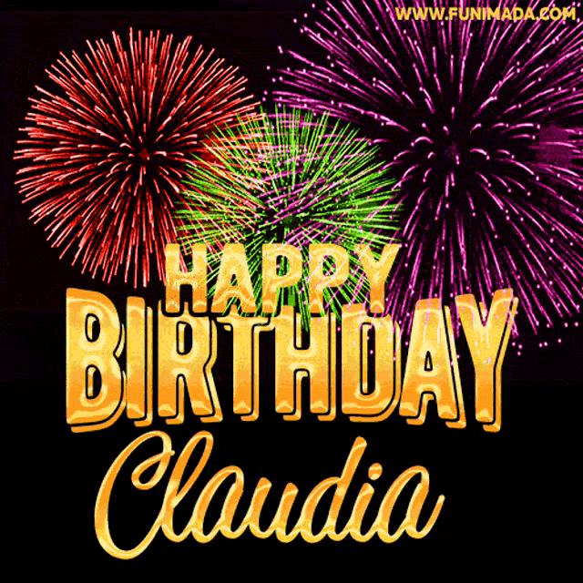 a fireworks display with the words happy birthday claudia in front of it