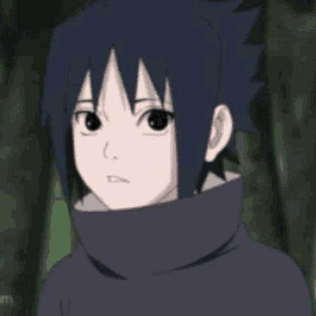 a young boy with black hair and a turtleneck looks at the camera .