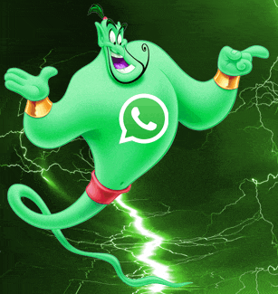 a green genie with a whatsapp icon on its chest