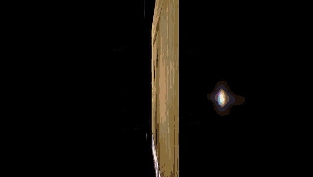 a picture of a dog peeking out of a wooden door with the words " otk " on the bottom