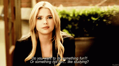 a woman in a black jacket says do you want to do something fun or something not fun like studying .