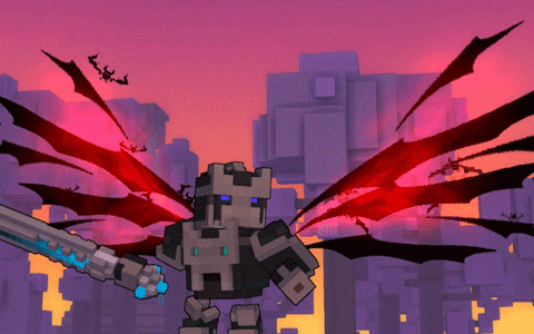 a video game character with a sword and wings