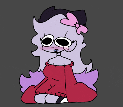 a drawing of a girl wearing a red sweater and sunglasses