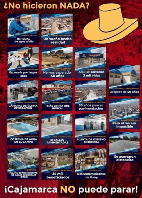 a poster that says cajamarca no puede parar on the bottom
