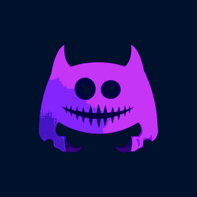 a cartoon illustration of a purple monster with horns and a smile