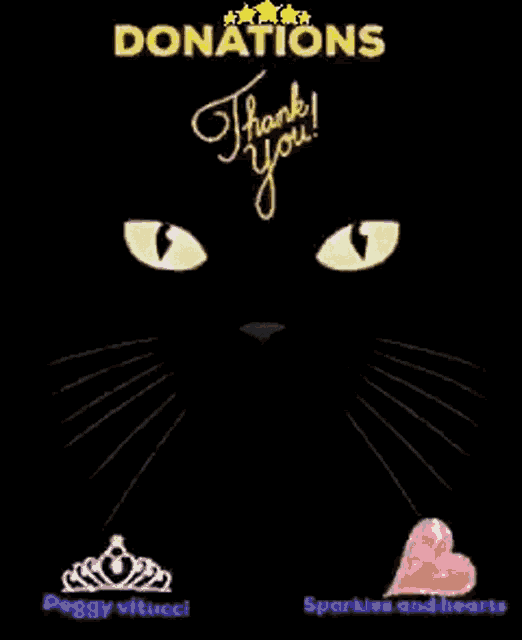 a black background with a cat 's face and the words thank you