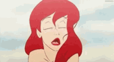 ariel from the little mermaid is making a sad face .